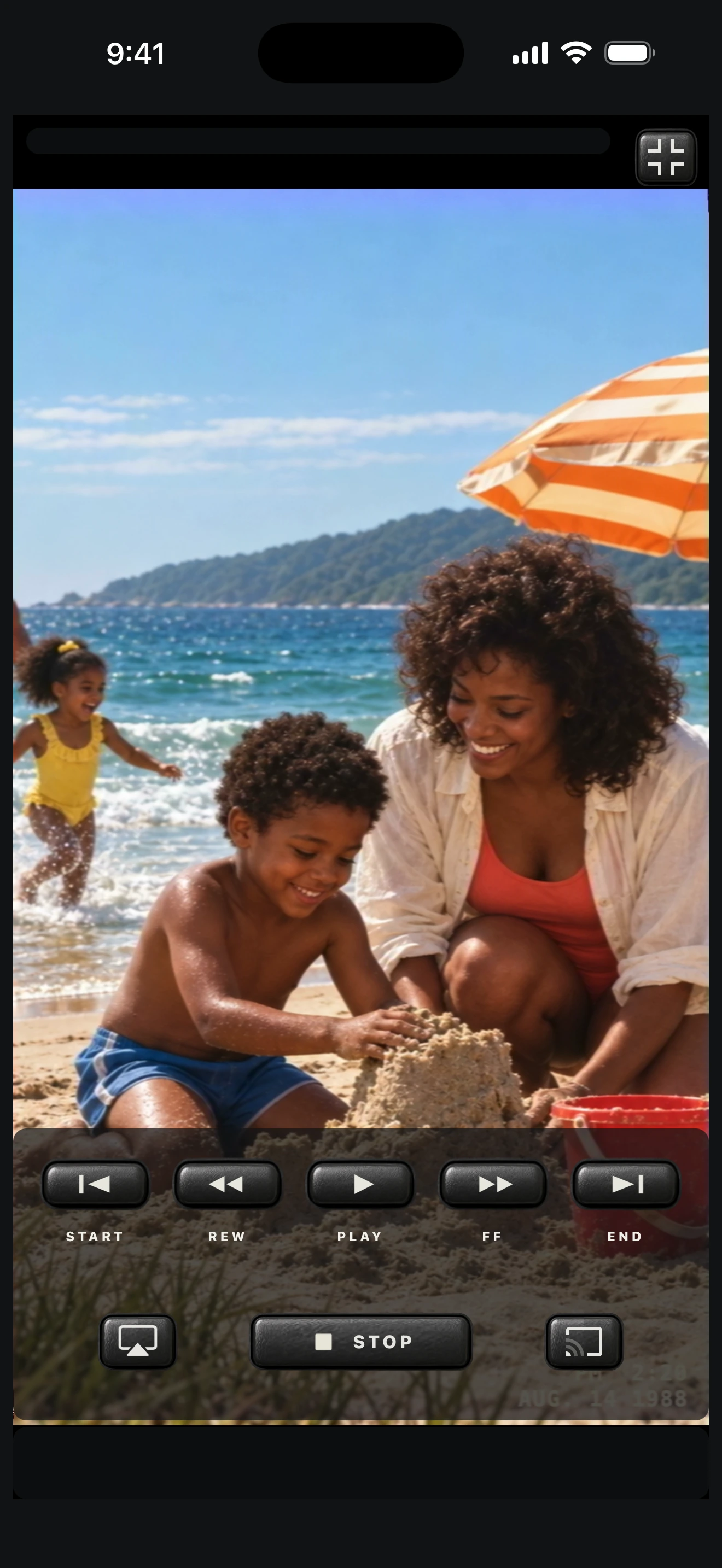HD Portrait footage fills the expanded preview, with playback controls over the video.